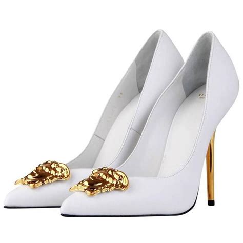 versace white wedges|Versace tribute high heels.